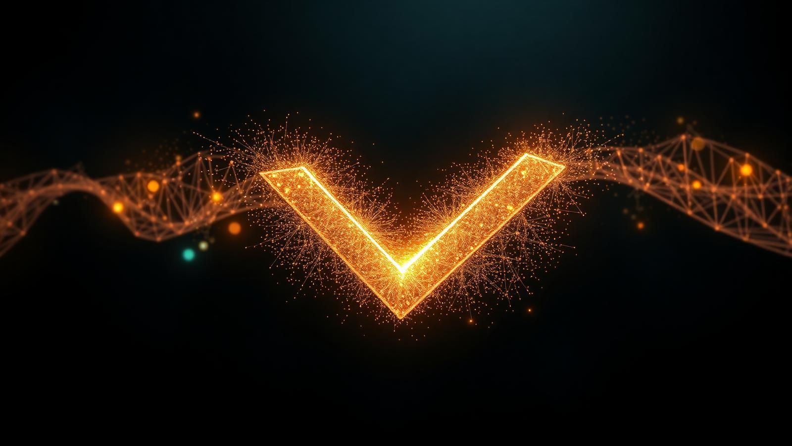 Forma de aprovação se formando a partir de partículas de luz