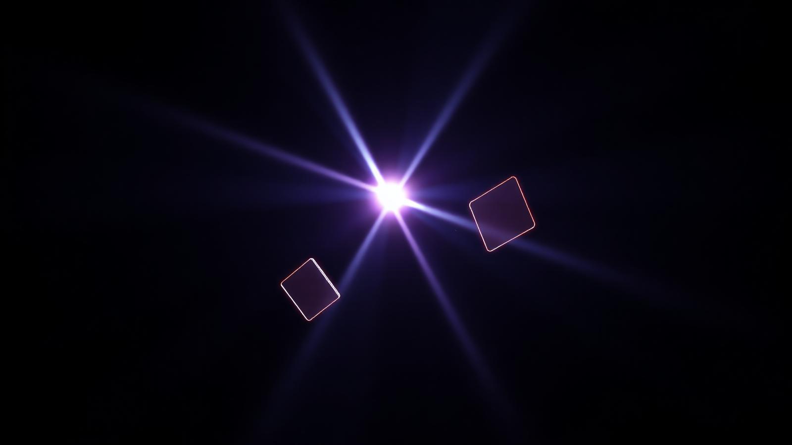Feixes de luz e formas geométricas em composição abstrata