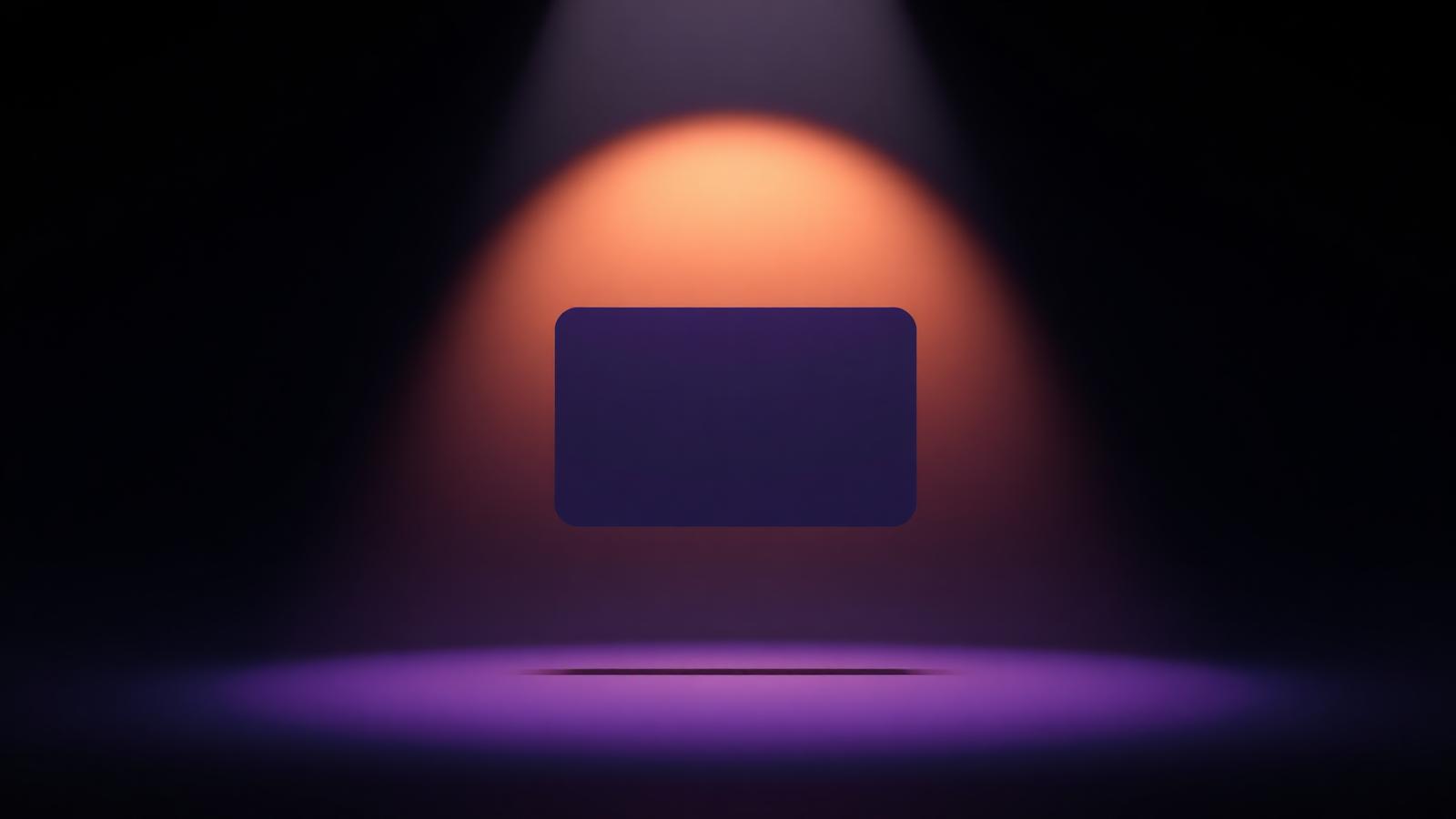 Composição abstrata de luz âmbar sobre um card flutuante
